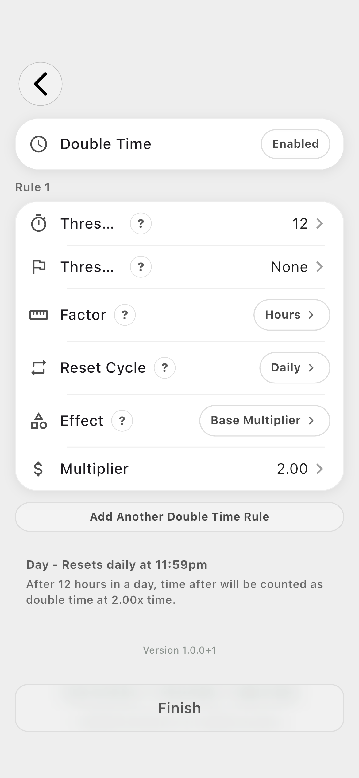 Farmroute double-time rule beginning after twelve daily hours at a 2.0 multiplier